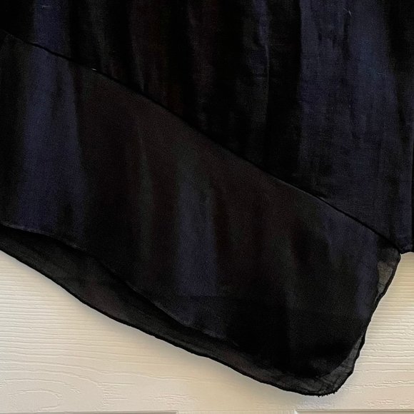 NWT MELISSA PAIGE WOMAN'S BLACK TOP BLOUSE 3/4 SLEEVE BANDING ANGLED HEM SZ M - Picture 6 of 7